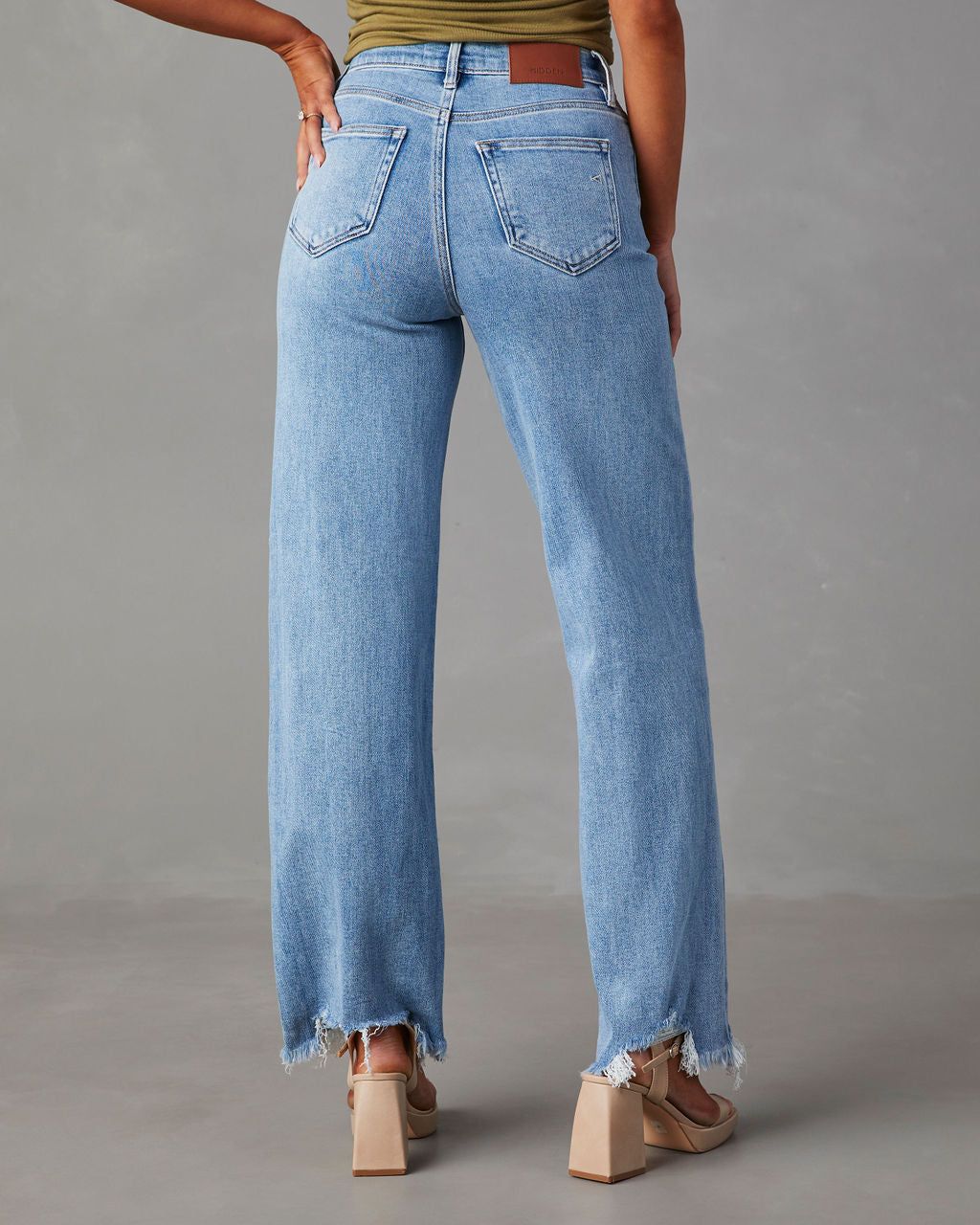Mandy High Rise Stretch Frayed Wide Leg Jeans sold by Vici product image thumbnail 6