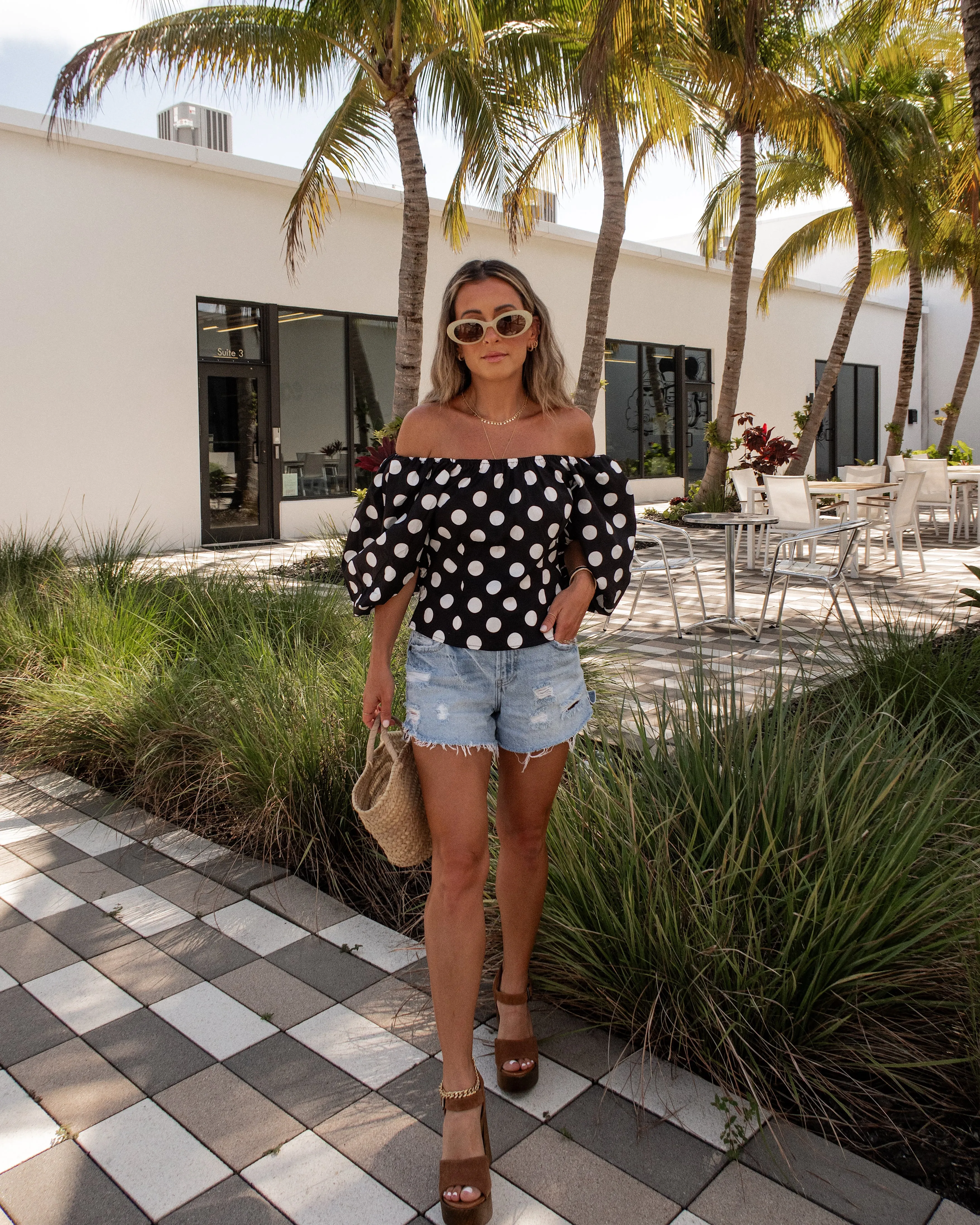 Betty Off The Shoulder Polka Dot Blouse sold by Vici product image thumbnail 3
