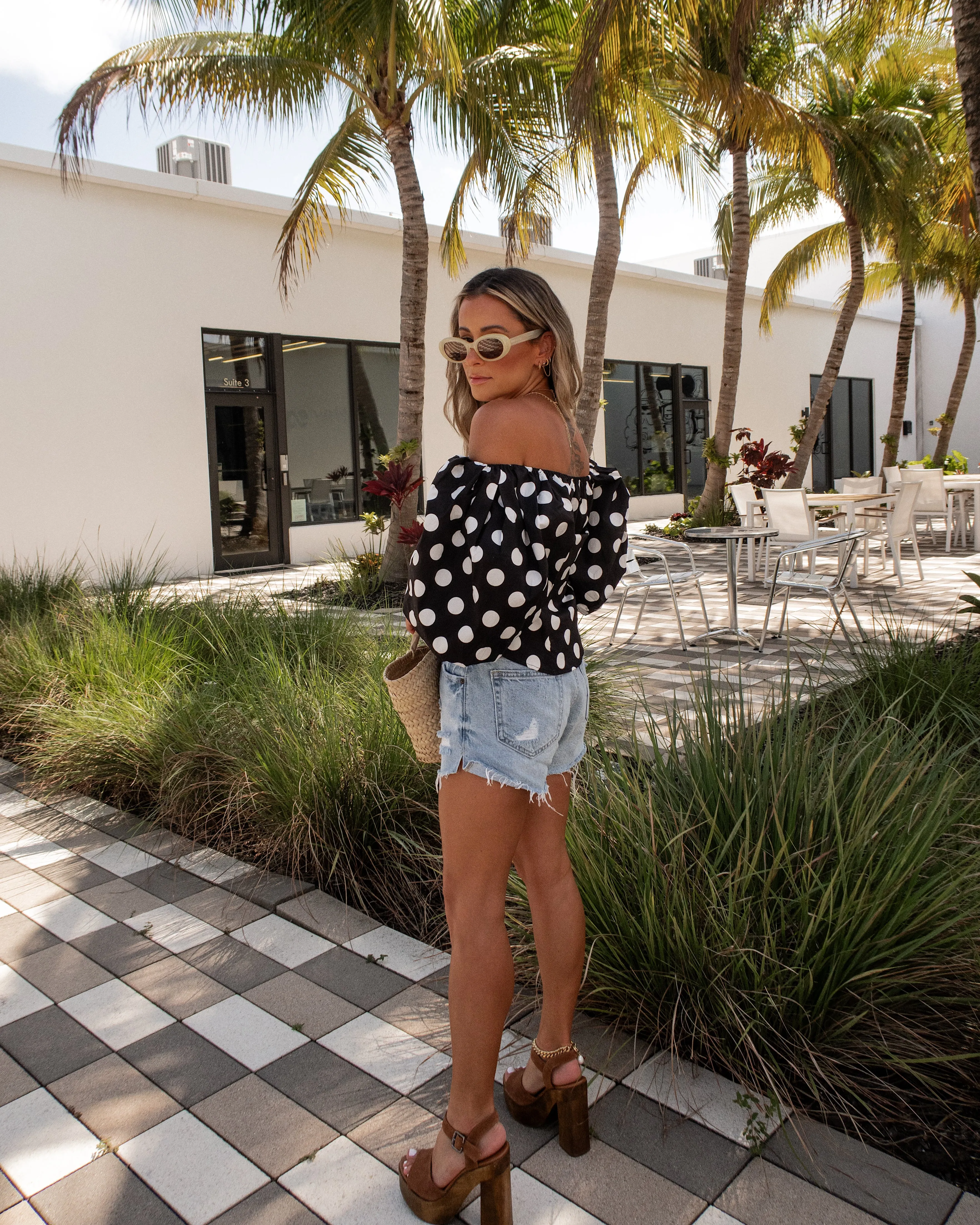 Betty Off The Shoulder Polka Dot Blouse sold by Vici product image thumbnail 4