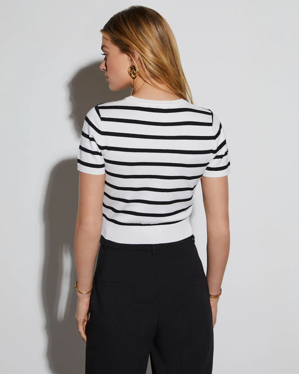 Ray Striped Crew Neck Crop Top sold by Vici product image thumbnail 4
