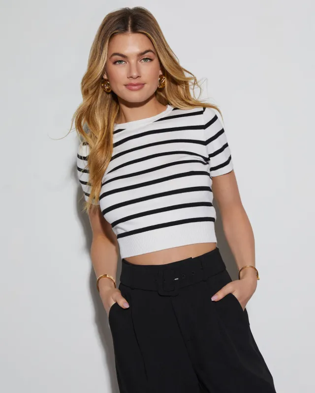 Ray Striped Crew Neck Crop Top sold by Vici