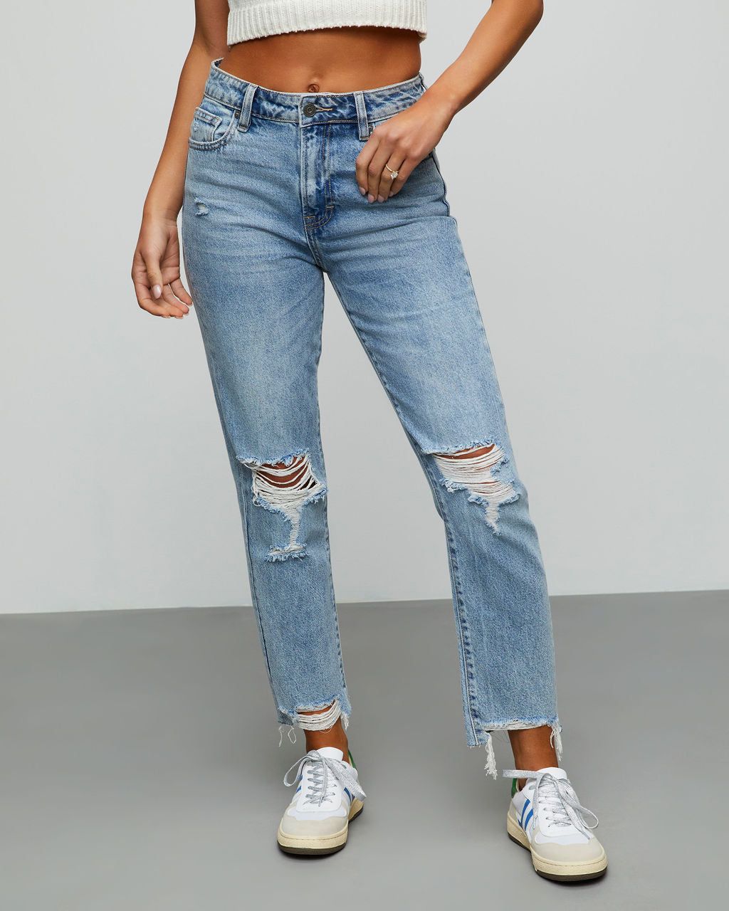 Rowena High Rise Distressed Straight Jeans - Light Wash - SALE sold by Vici product image thumbnail 8