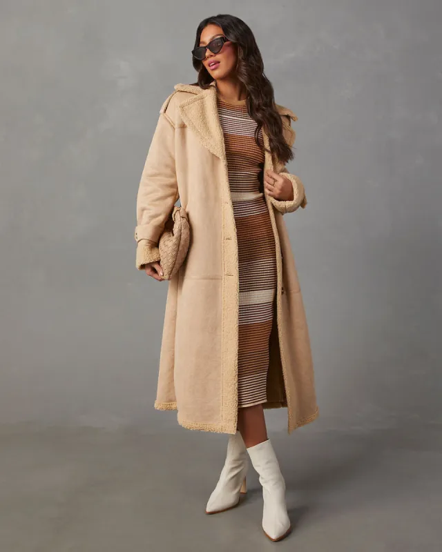 Hobbes Sherpa Lined Suede Pocketed Coat sold by Vici