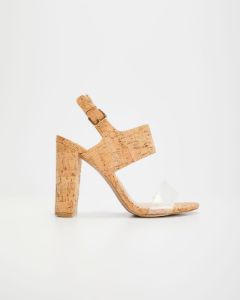 Napa Clear Strap Heeled Cork Sandal sold by Vici