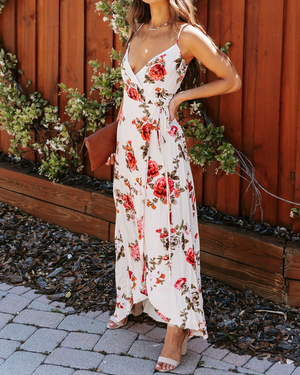 Kellen Floral High Low Wrap Maxi Dress sold by Vici product image thumbnail 5
