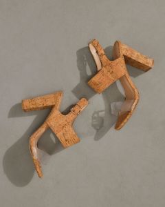 Napa Clear Strap Heeled Cork Sandal sold by Vici