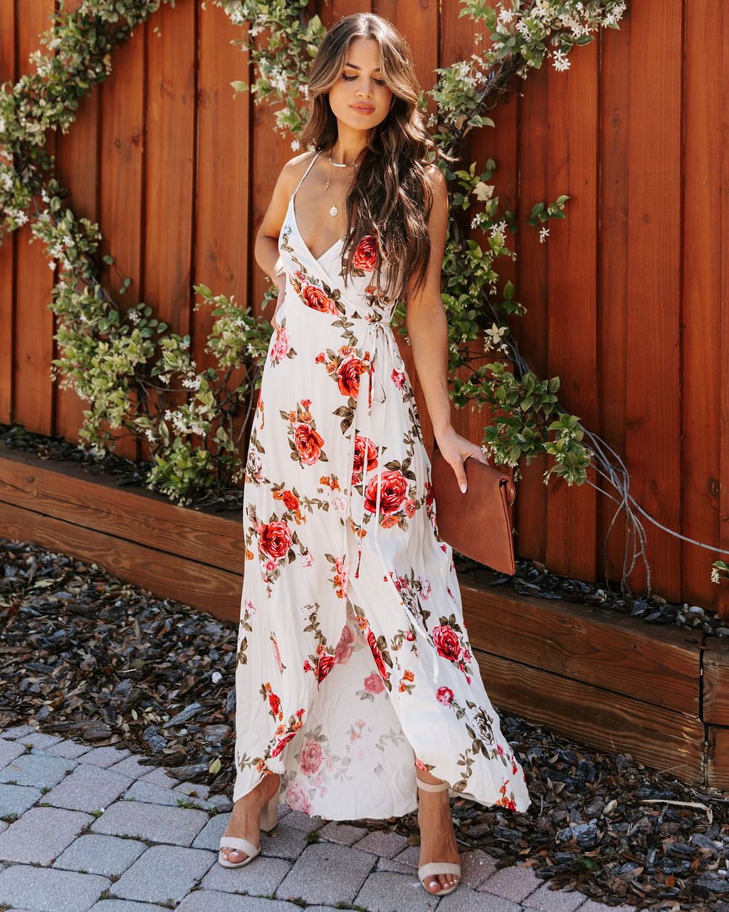 Kellen Floral High Low Wrap Maxi Dress sold by Vici product image thumbnail 3