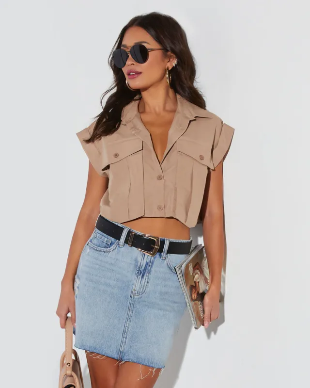 Emma Utility Button Down Top sold by Vici