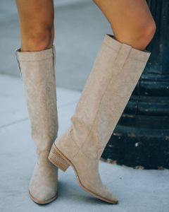 Carolina Western Faux Leather Boots - Sand - FINAL SALE sold by Vici