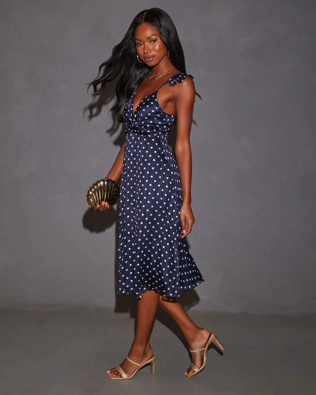 Margaret Polka Dot Cutout Midi Dress sold by Vici product image thumbnail 3