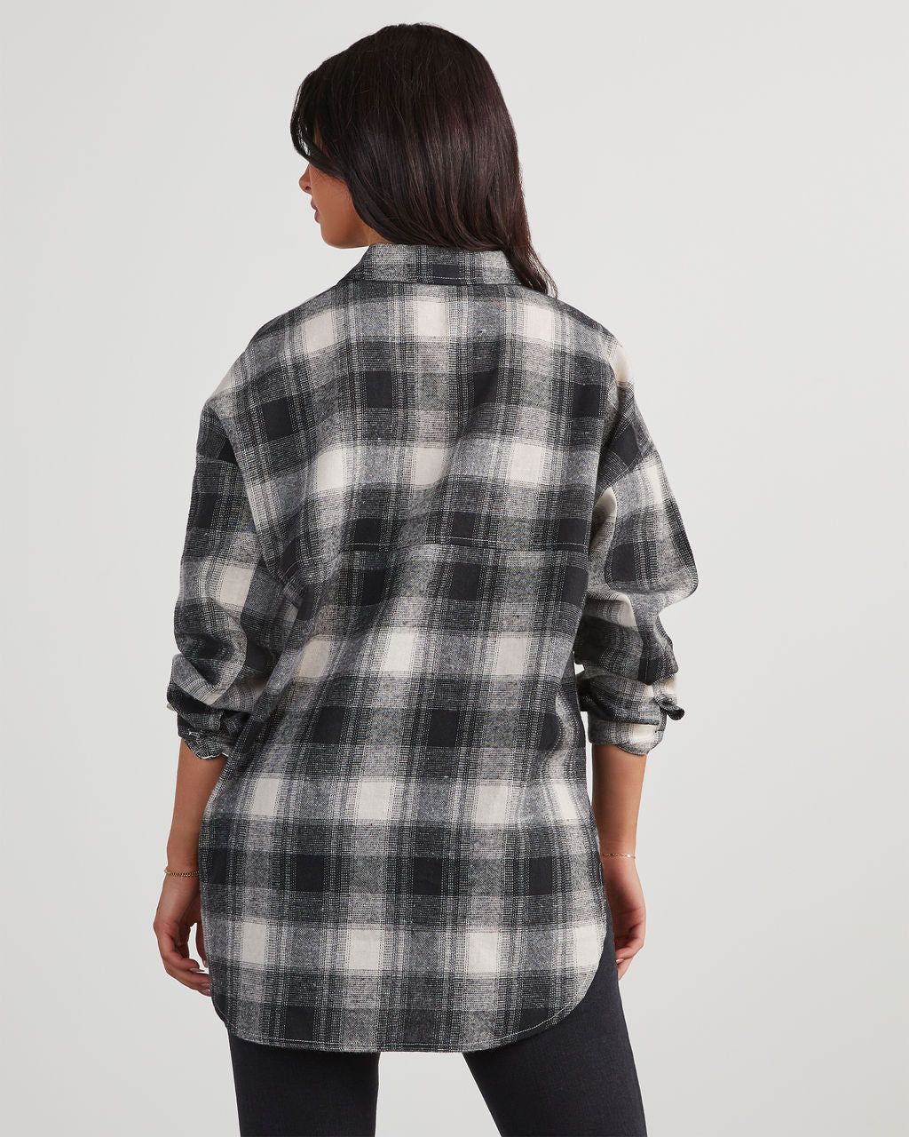 Petaluma Cotton Blend Plaid Button Down Top - Black sold by Vici product image thumbnail 4