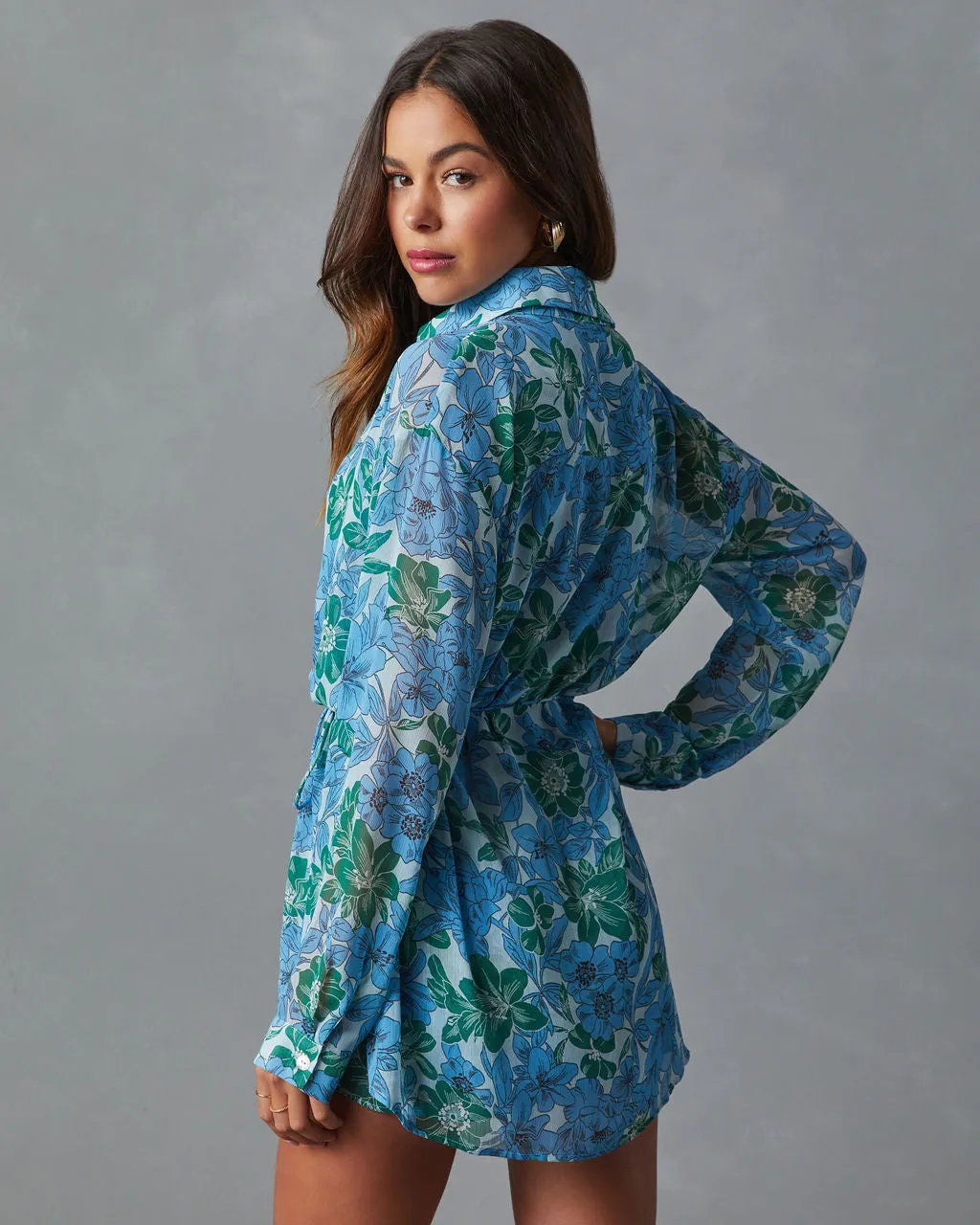 Irene Floral Button Down Tie Waist Romper sold by Vici product image thumbnail 4