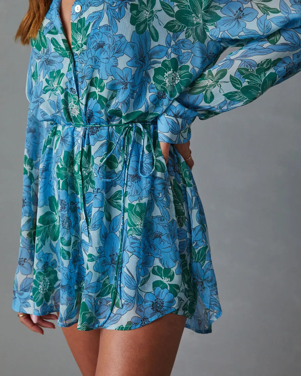 Irene Floral Button Down Tie Waist Romper sold by Vici product image thumbnail 2