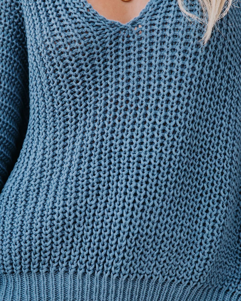 Carry On Knit V-Neck Sweater - Blue - FINAL SALE sold by Vici product image thumbnail 4