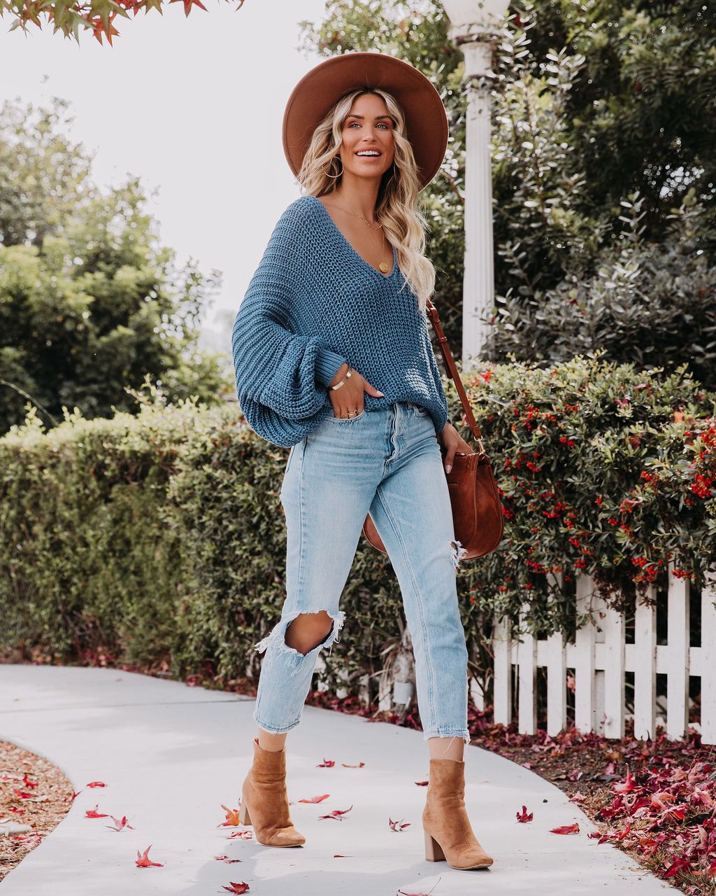 Carry On Knit V-Neck Sweater - Blue - FINAL SALE sold by Vici product image thumbnail 6