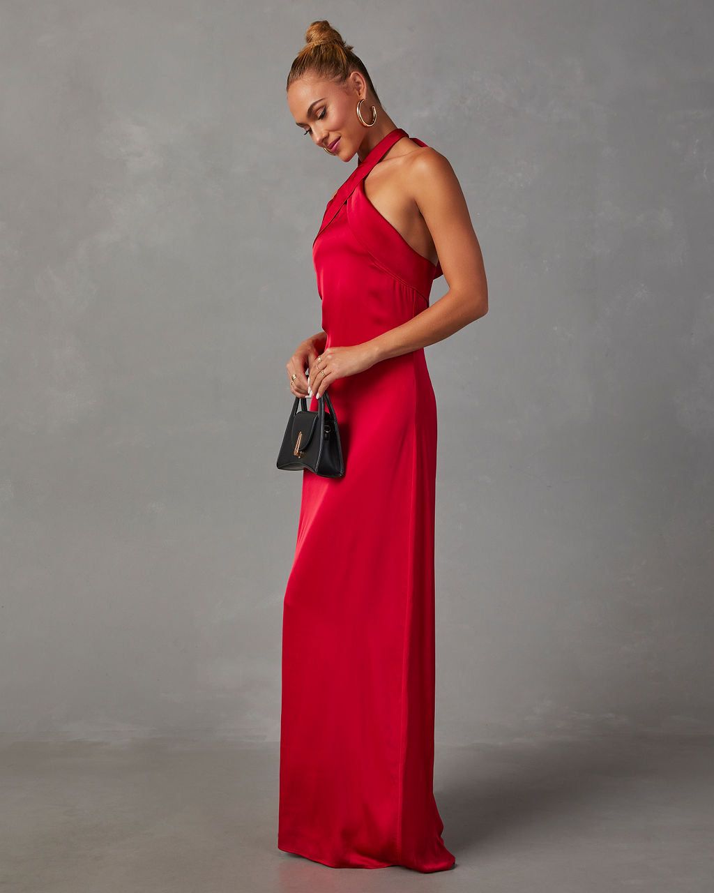 Heartfelt Satin Halter Neck Maxi Dress - Red sold by Vici product image thumbnail 6