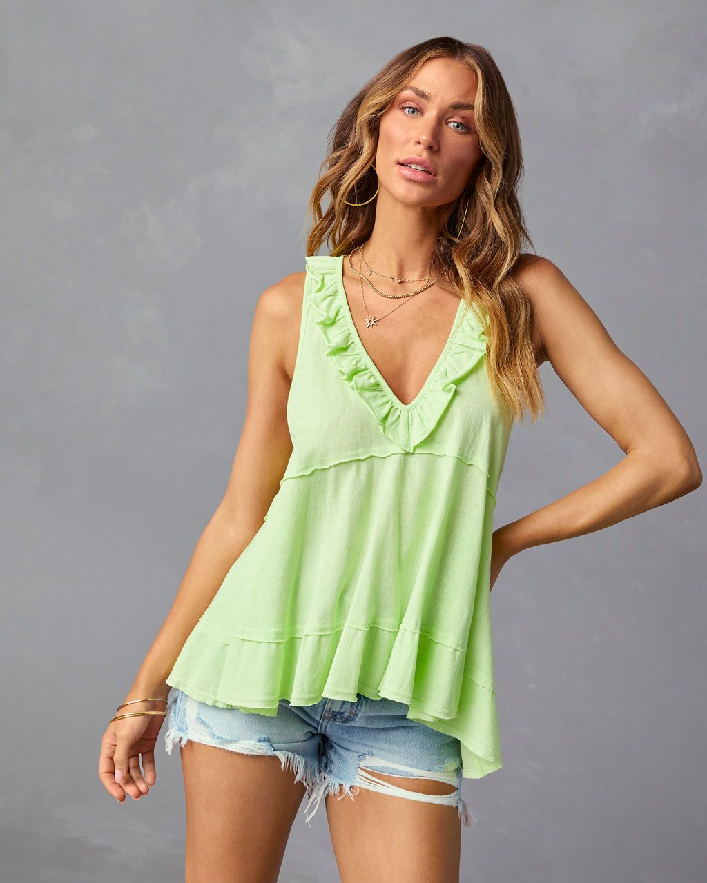 Cayli Cotton Ruffle Tank sold by Vici product image thumbnail 3