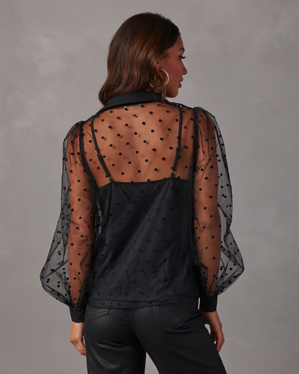 Bonjour Mon Amour Tulle Polka Dot Button Down Top sold by Vici product image thumbnail 2