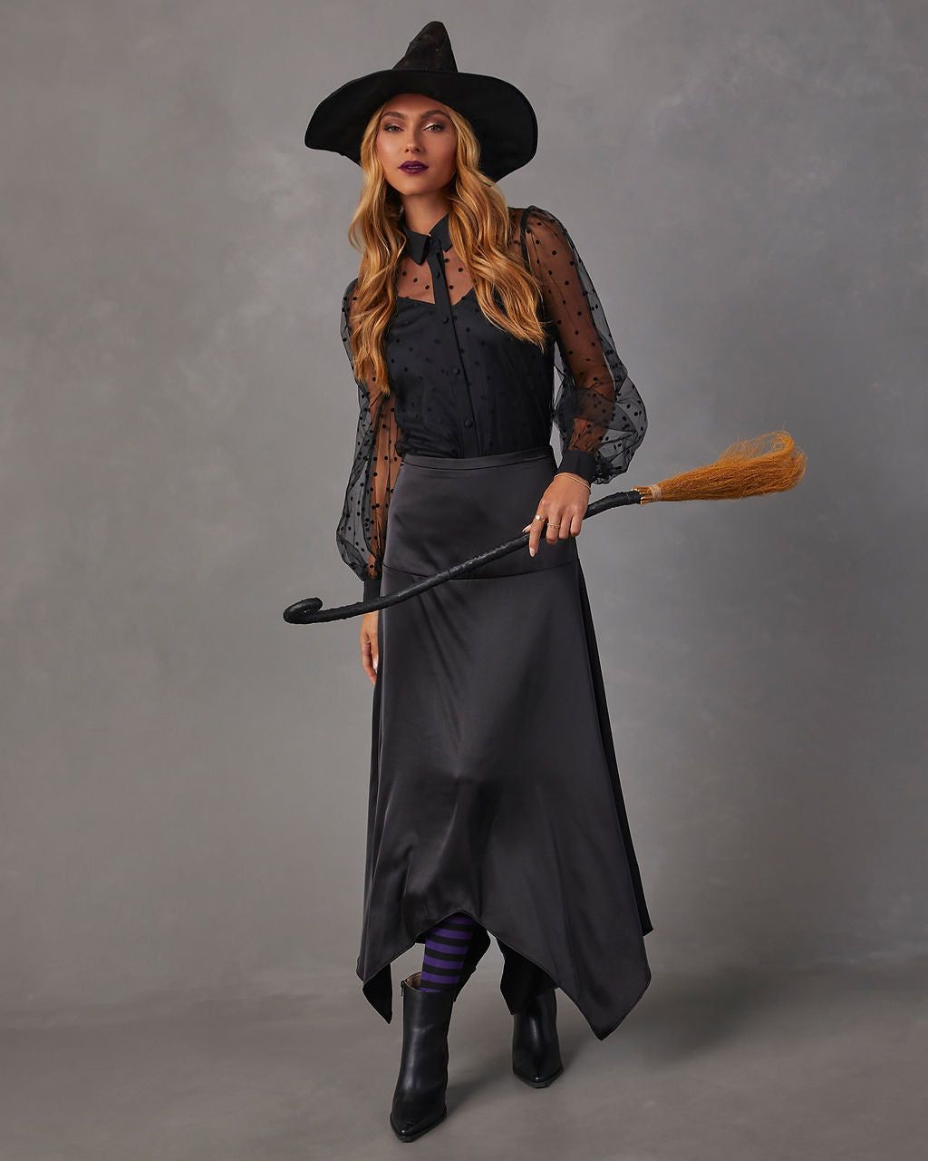 Bonjour Mon Amour Tulle Polka Dot Button Down Top - Black sold by Vici