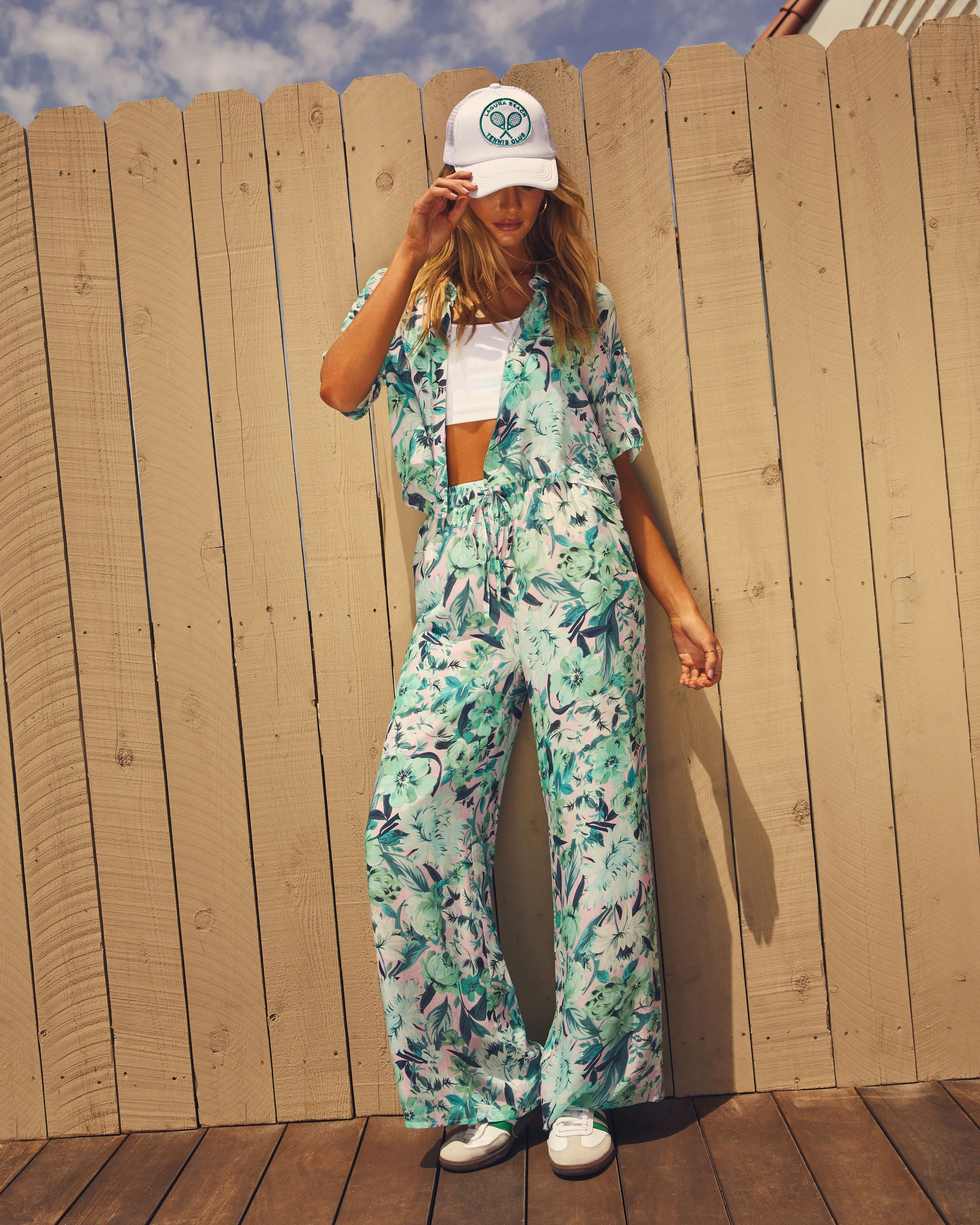 Clearwater Tropical Print Drawstring Wide Leg Pant sold by Vici product image thumbnail 4