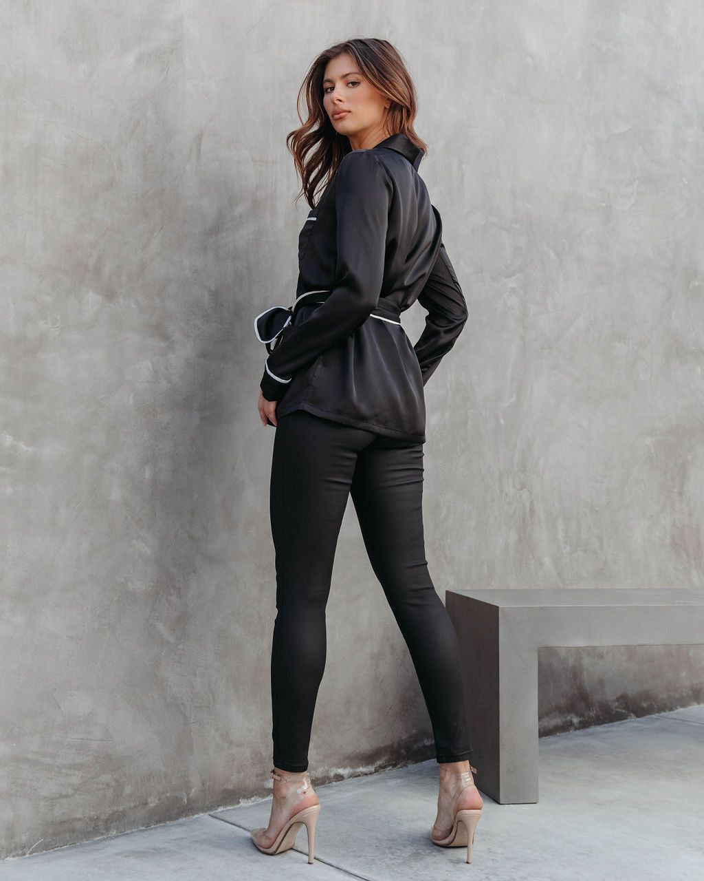 After Party Satin Pocketed Button Down Top sold by Vici product image thumbnail 4