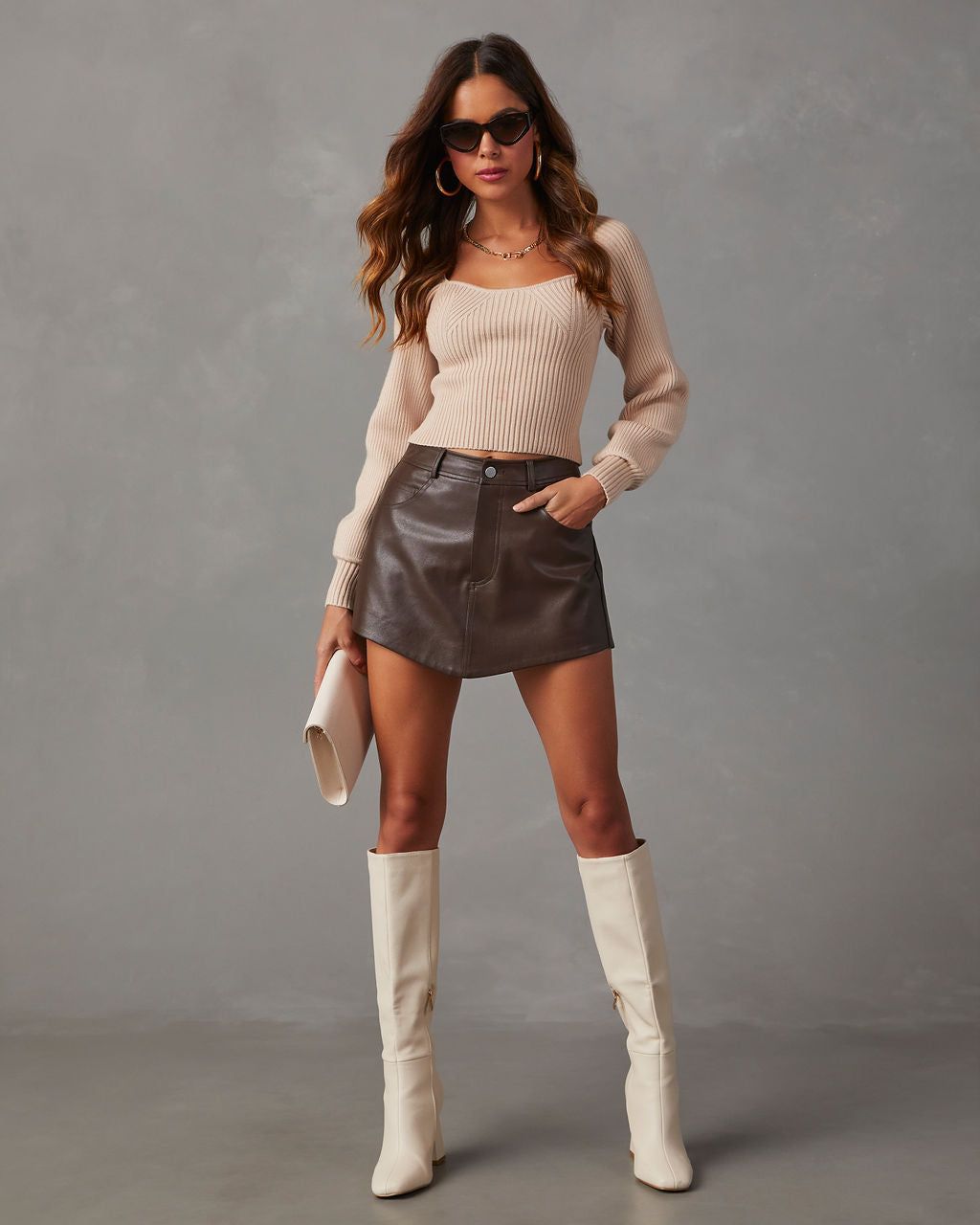 So Much More Knit Balloon Sleeve Top - Beige sold by Vici product image thumbnail 2