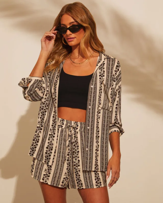 Cannes Printed Button Down Top sold by Vici