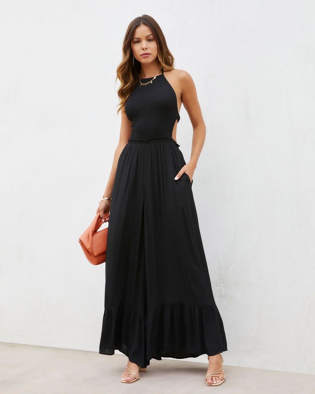Bohdi Smocked Halter Pocketed Jumpsuit - Black - FINAL SALE sold by Vici product image thumbnail 5