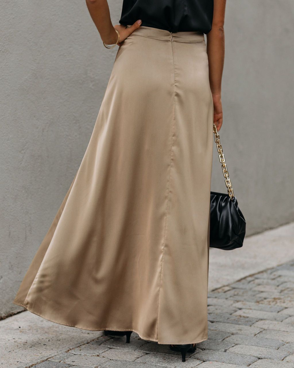 Kallie Satin Slit Maxi Skirt - Golden Taupe - FINAL SALE sold by Vici product image thumbnail 2