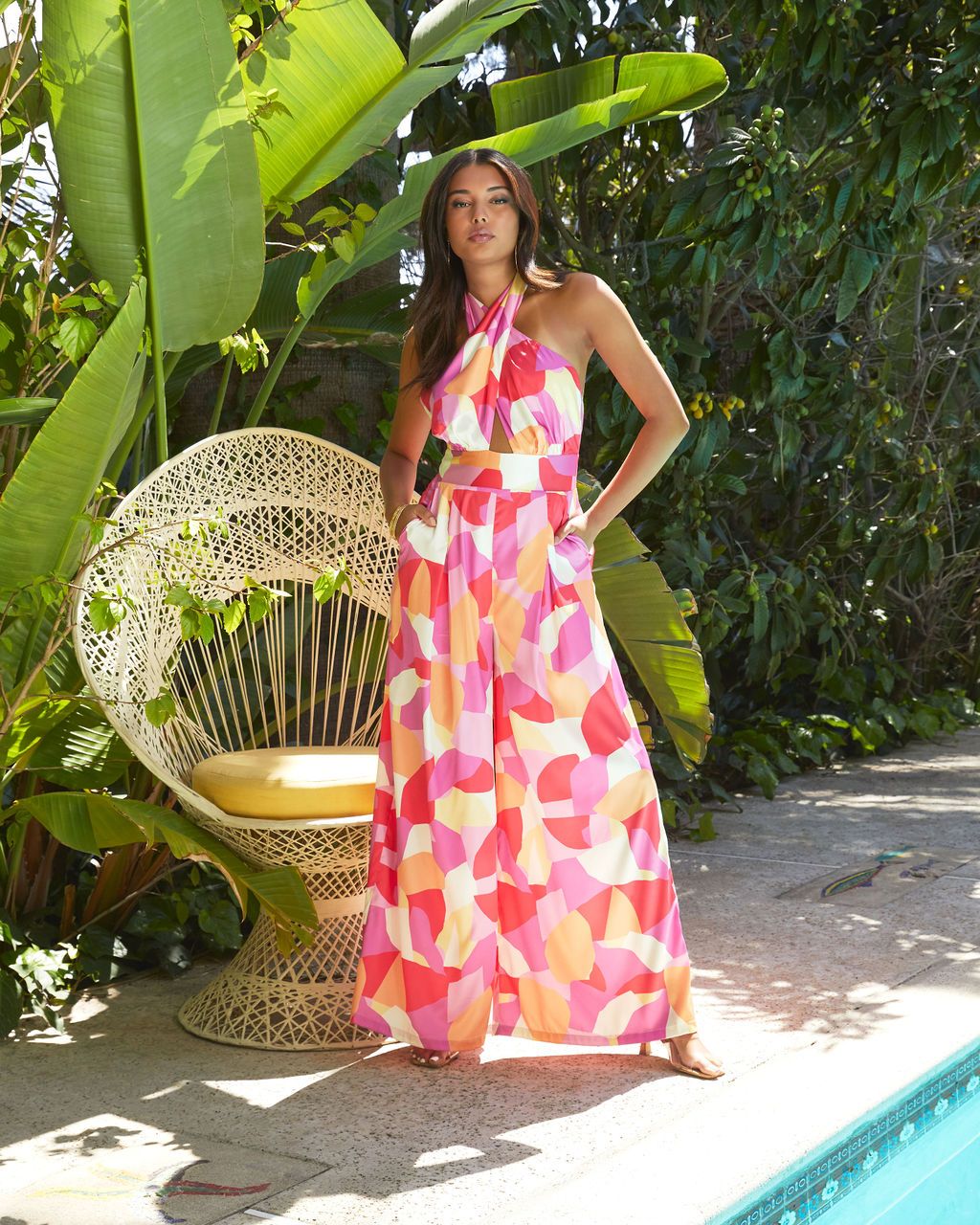 Patricio Satin Pocketed Halter Jumpsuit sold by Vici product image thumbnail 2