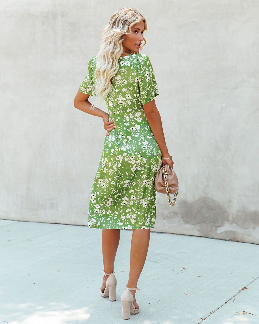 Garden Stroll Satin Floral Midi Dress - FINAL SALE sold by Vici product image thumbnail 2