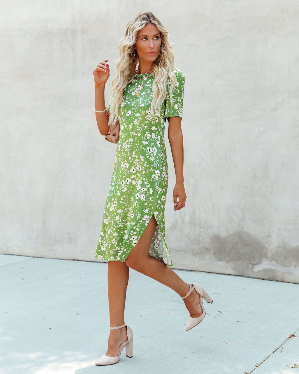 Garden Stroll Satin Floral Midi Dress - FINAL SALE sold by Vici product image thumbnail 3