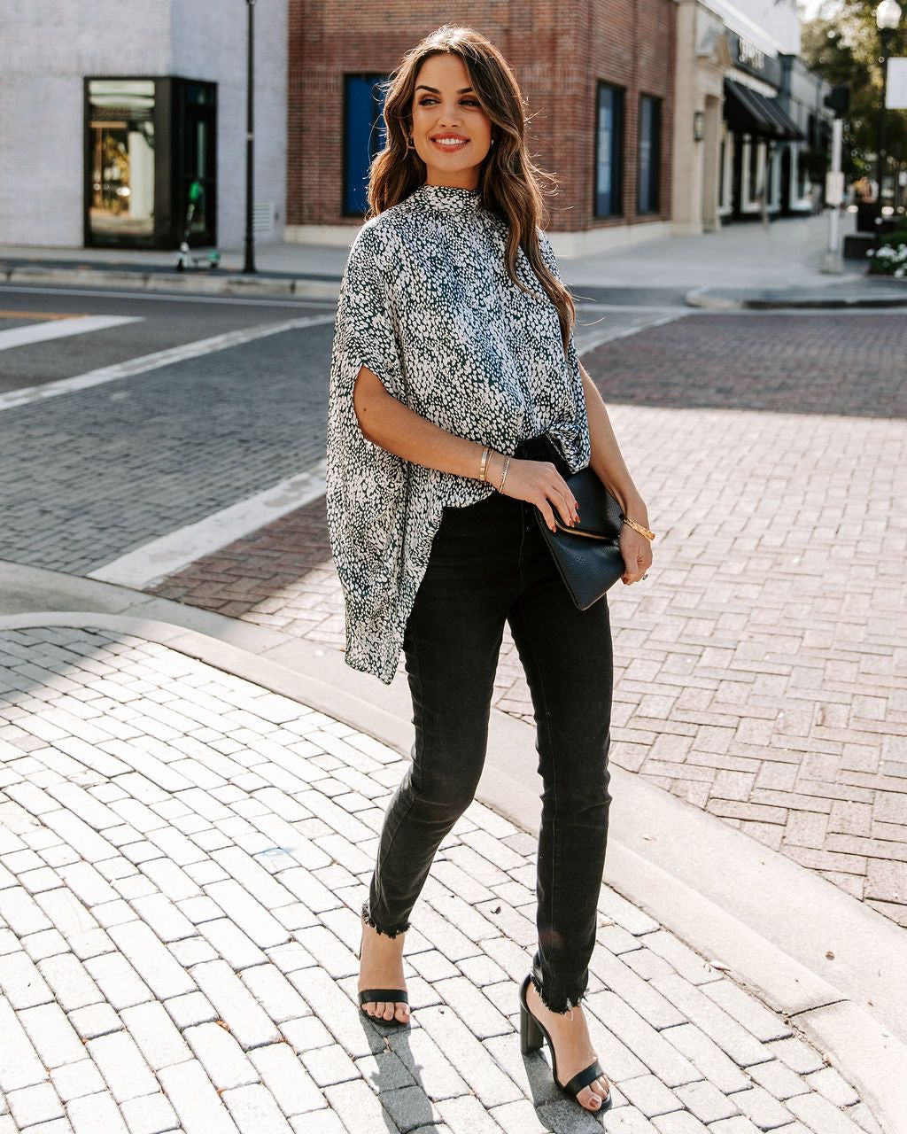 Maricopa Printed Cape Sleeve Blouse - Hunter Green - FINAL SALE sold by Vici product image thumbnail 6