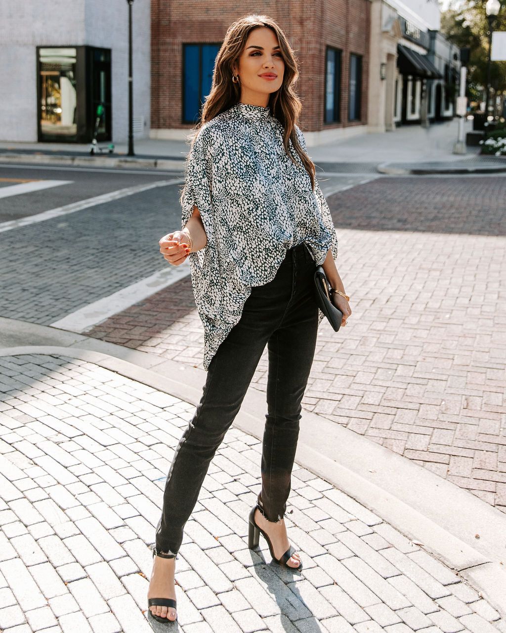 Maricopa Printed Cape Sleeve Blouse - Hunter Green - FINAL SALE sold by Vici product image thumbnail 9