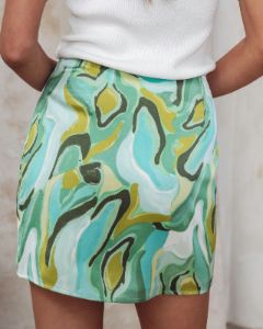 Groovy Thing Printed Satin Mini Skirt sold by Vici