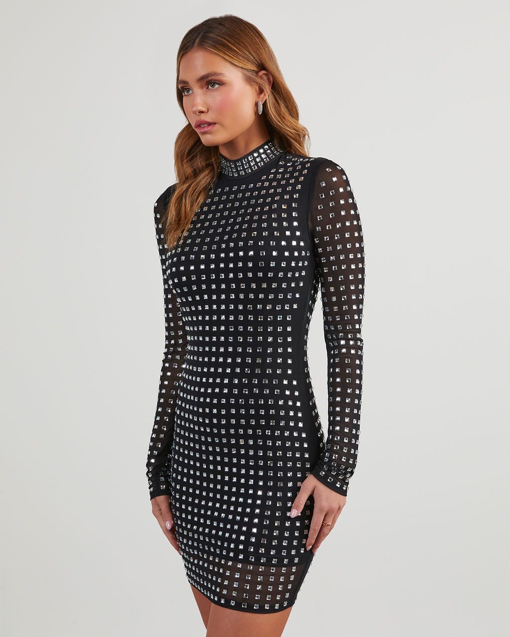 Torrie Mesh Rhinestone Embellished Mini Dress sold by Vici product image thumbnail 5