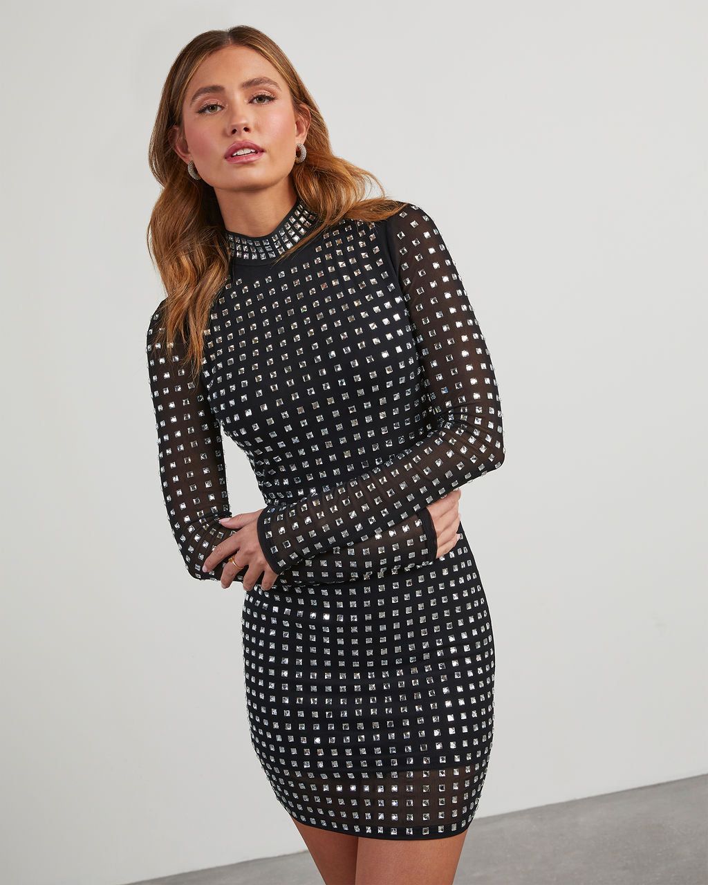 Torrie Mesh Rhinestone Embellished Mini Dress sold by Vici product image thumbnail 2