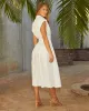 Celie Poplin Collared Tie Waist Midi Shirt Dress sold by Vici