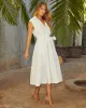 Celie Poplin Collared Tie Waist Midi Shirt Dress sold by Vici