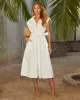 Celie Poplin Collared Tie Waist Midi Shirt Dress sold by Vici