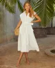 Celie Poplin Collared Tie Waist Midi Shirt Dress sold by Vici