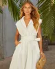 Celie Poplin Collared Tie Waist Midi Shirt Dress sold by Vici