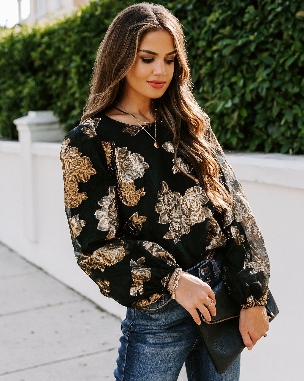 Royalty Metallic Tulle Blouse - Black - FINAL SALE sold by Vici