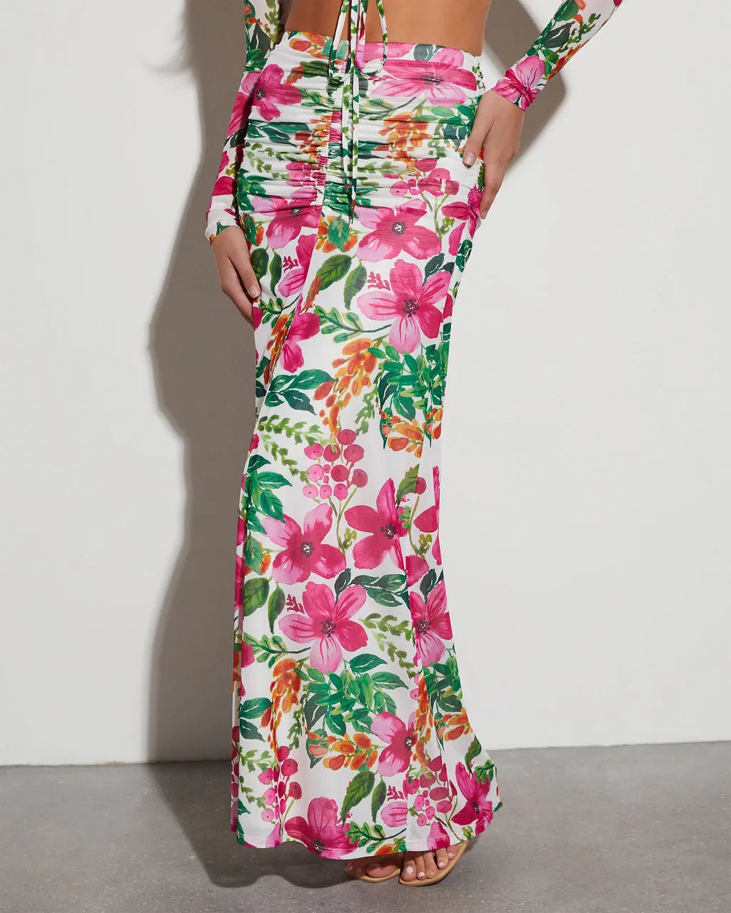 Bustling Bouquet Floral Maxi Skirt sold by Vici