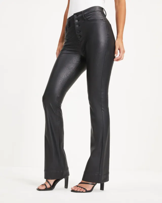 Howard High Rise Faux Leather Flare Pants sold by Vici