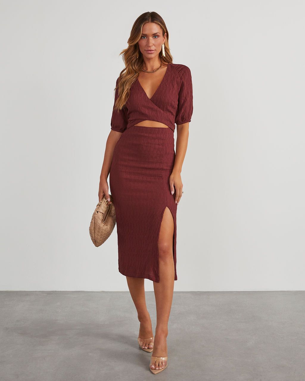 Let It Breathe Cutout Knit Midi Dress sold by Vici