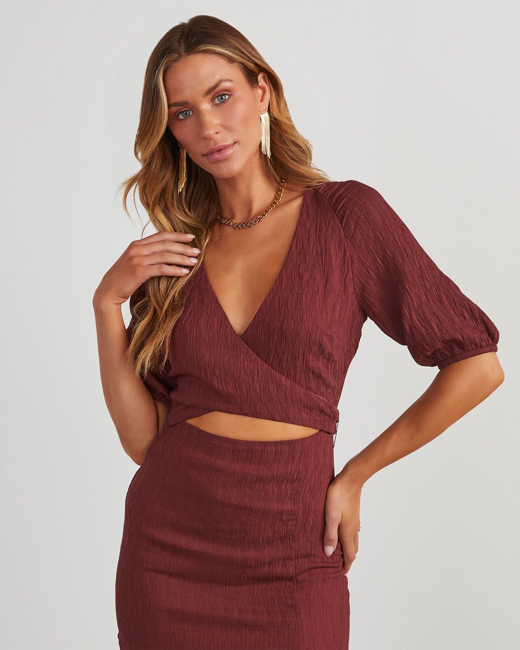 Let It Breathe Cutout Knit Midi Dress sold by Vici product image thumbnail 2
