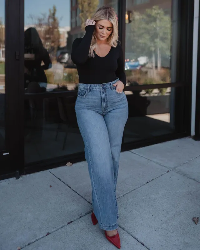 Motivated High Rise Wide Leg Jeans sold by Vici