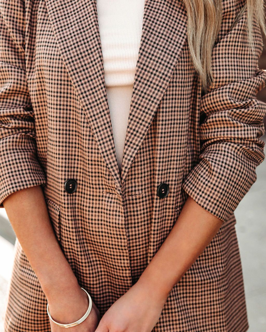 Get It Right Plaid Pocketed Blazer sold by Vici product image thumbnail 2