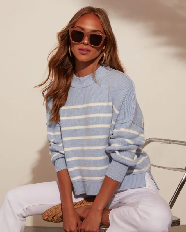 Emory Mock Neck Striped Pullover Sweater sold by Vici